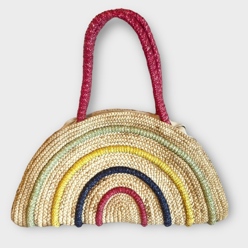 NWT Vintage Rainbow Raffia Bag by Mister Ernest